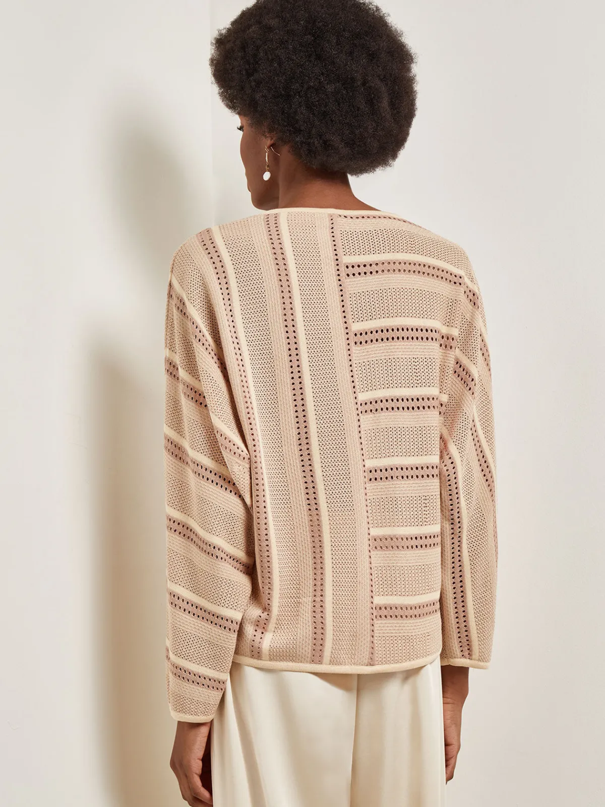 Tops & Tees|Misook Dolman Sleeve Tunic - Multi-Stitch Soft Knit Sand/Parchment