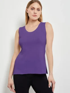 Tops & Tees|Tanks|Misook Double Scoop Neck Tank PlumRoyale