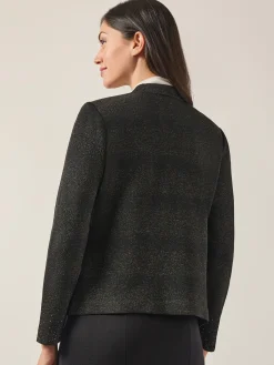 Jackets & Coats|Misook Embellished Lurex Open Neck Jacket Black