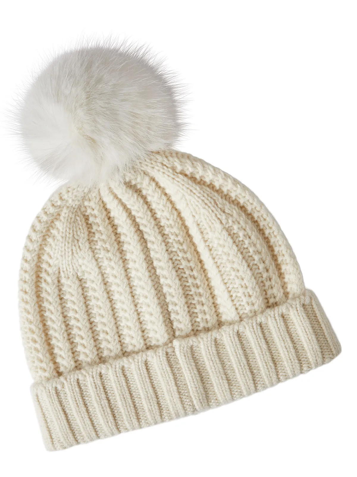Accessories|Misook Faux Fur Pom Pom Cashmere Hat Ivory