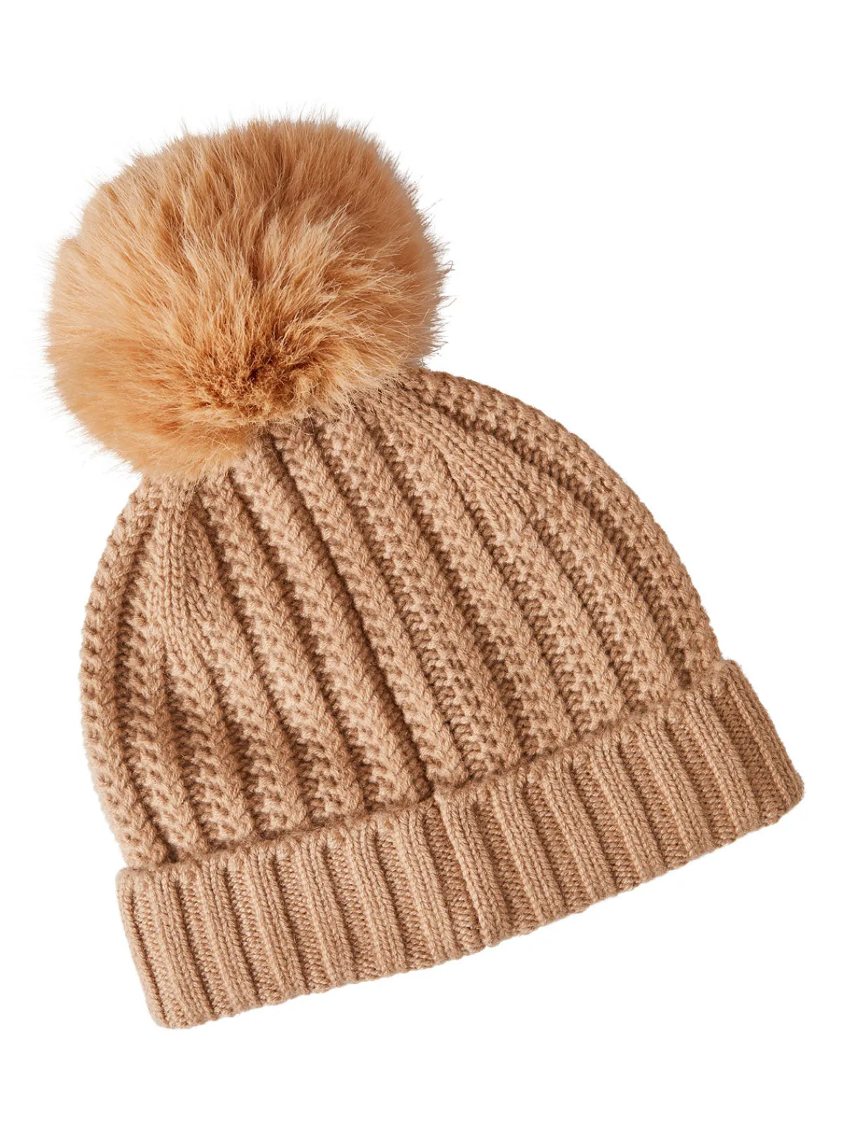 Accessories|Misook Faux Fur Pom Pom Cashmere Hat Natural