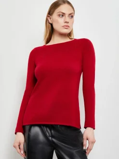 Tops & Tees|Misook Floral Shimmer Cashmere Tunic Red