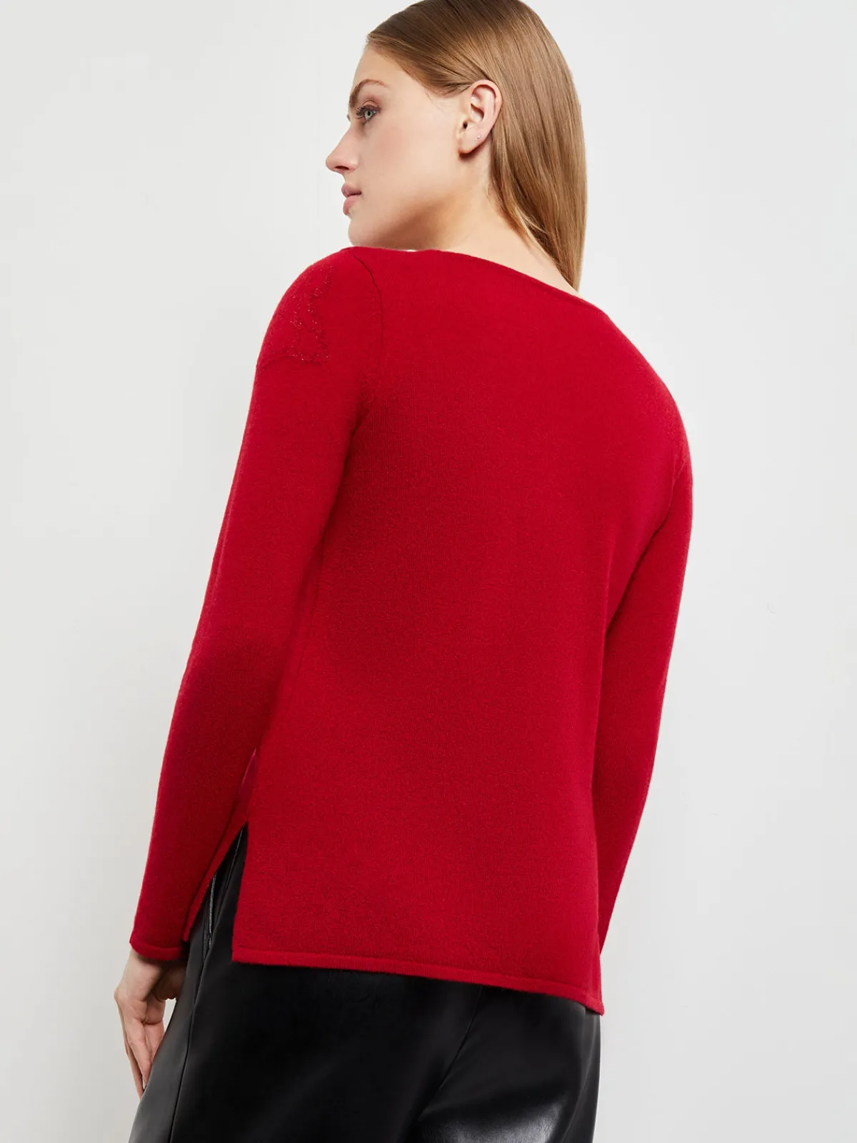 Tops & Tees|Misook Floral Shimmer Cashmere Tunic Red