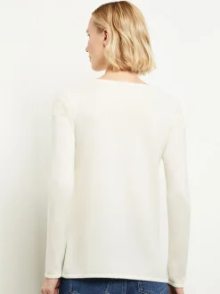 Tops & Tees|Misook Floral Shimmer Cashmere Tunic Ivory