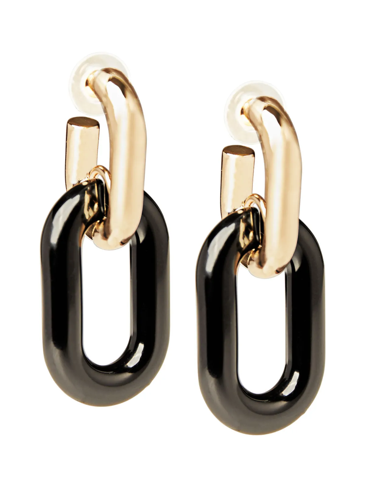 Accessories|Earrings|Misook Gold & Black Resin Doorknocker Earrings Gold/Black