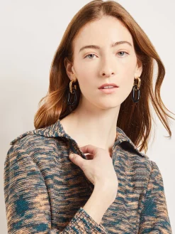 Accessories|Earrings|Misook Gold & Black Resin Doorknocker Earrings Gold/Black