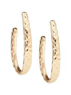 Accessories|Earrings|Misook Hammered J-Hoop Earrings Gold