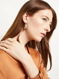 Accessories|Earrings|Misook Hammered J-Hoop Earrings Gold