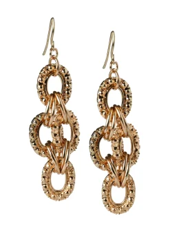 Accessories|Earrings|Misook Hammered Rings Drop Earrings Gold