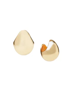 Accessories|Earrings|Misook Puffy Hoop Earrings Gold