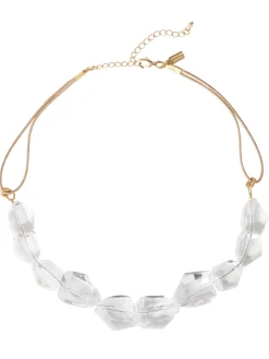 Accessories|Necklaces|Misook Handmade Crystal Nugget Mixed Back Necklace Crystal/Gold