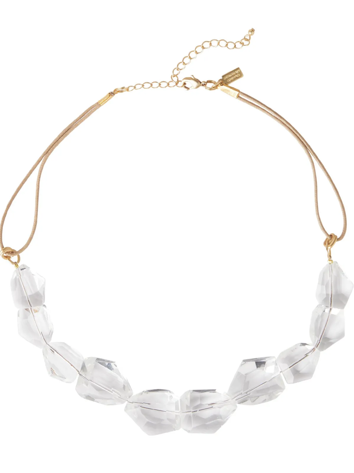 Accessories|Necklaces|Misook Handmade Crystal Nugget Mixed Back Necklace Crystal/Gold