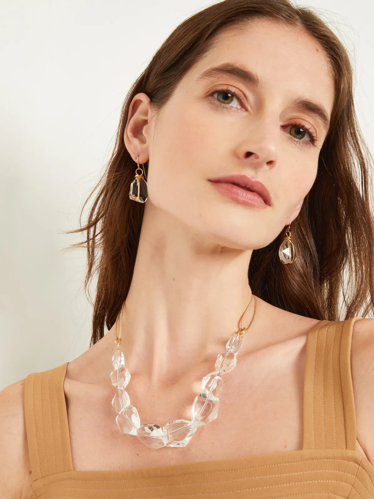 Accessories|Necklaces|Misook Handmade Crystal Nugget Mixed Back Necklace Crystal/Gold