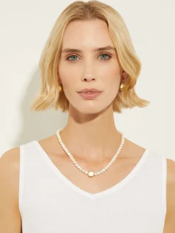 Accessories|Necklaces|Misook Handmade Gold Nugget Freshwater Pearl Necklace Gold/Pearl