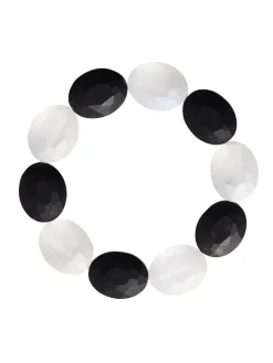 Accessories|Bracelets|Misook Handmade Matte Black & White Crystal Stretch Bracelet MatteBlack/MatteWhite