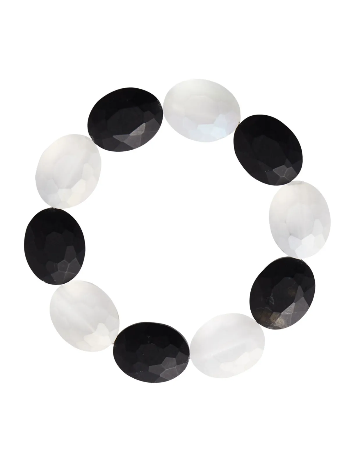 Accessories|Bracelets|Misook Handmade Matte Black & White Crystal Stretch Bracelet MatteBlack/MatteWhite