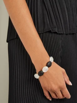 Accessories|Bracelets|Misook Handmade Matte Black & White Crystal Stretch Bracelet MatteBlack/MatteWhite