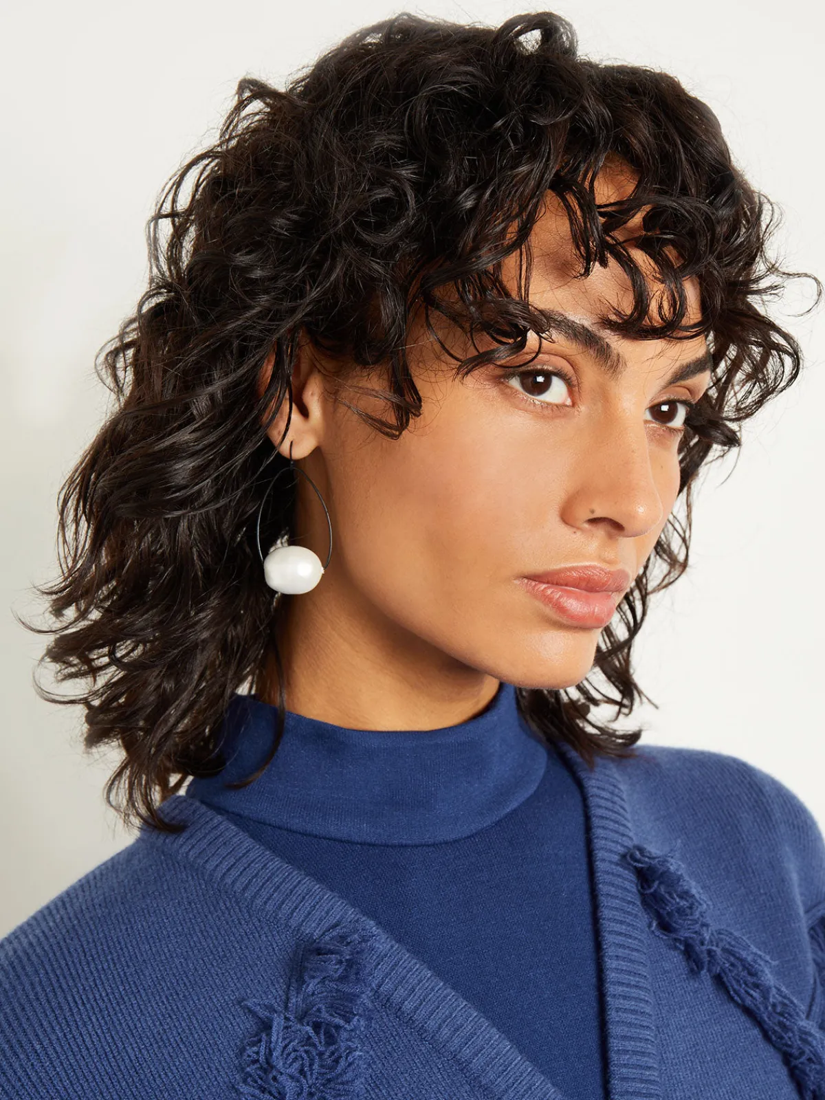 Accessories|Earrings|Misook Handmade Matte Black Cotton Pearl Drop Earrings Pearl/Silver