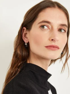 Accessories|Earrings|Misook Handmade Matte Black Onyx Crystal Column Top Earring MatteBlack/Silver
