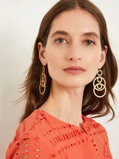Accessories|Earrings|Misook Handmade Matte Gold Dual Layer Multi Hoop Earring MatteGold