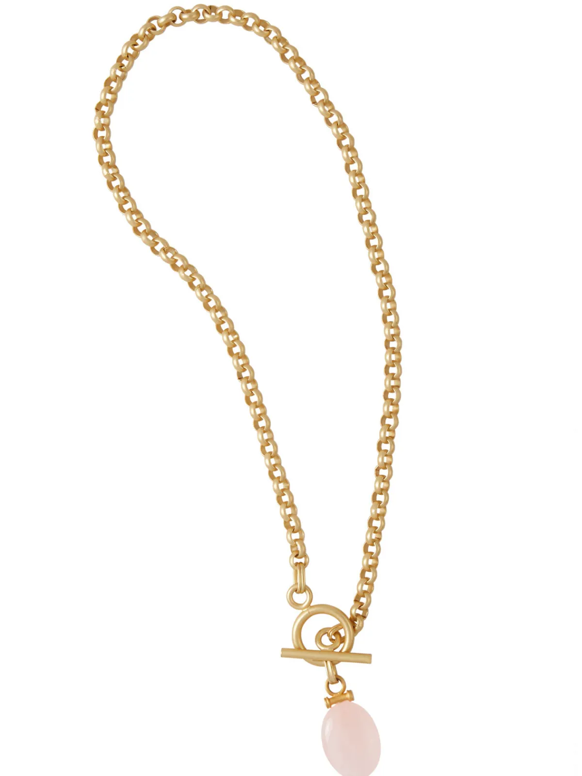 Accessories|Necklaces|Misook Handmade Rose Quartz Pendant Toggle Chain Necklace Gold/Rose