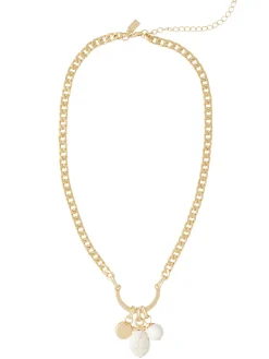 Accessories|Necklaces|Misook Handmade White Magnesite Pendant Chain Necklace White/Gold