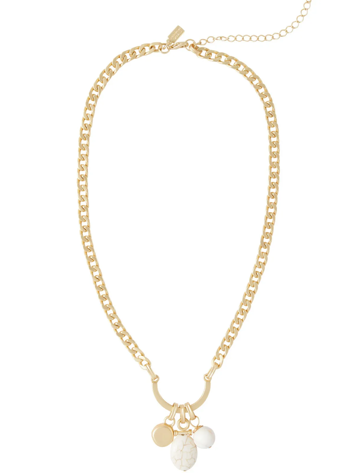 Accessories|Necklaces|Misook Handmade White Magnesite Pendant Chain Necklace White/Gold