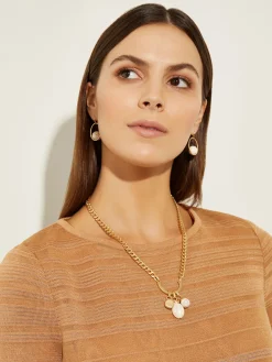 Accessories|Necklaces|Misook Handmade White Magnesite Pendant Chain Necklace White/Gold
