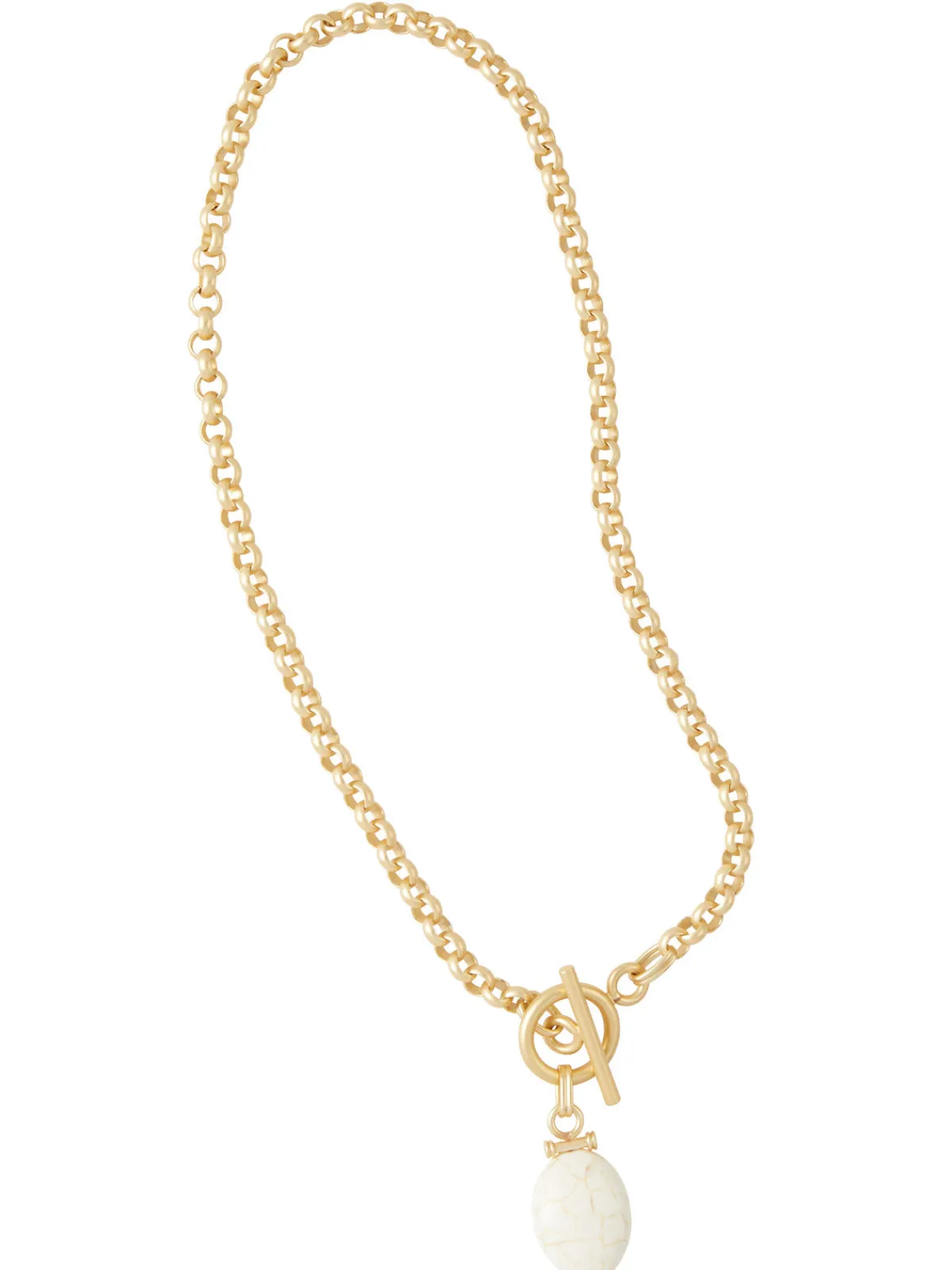 Accessories|Necklaces|Misook Handmade White Magnesite Pendant Toggle Chain Necklace White/Gold