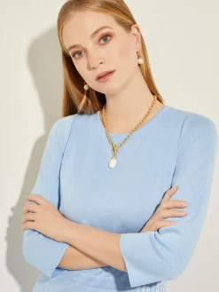 Accessories|Necklaces|Misook Handmade White Magnesite Pendant Toggle Chain Necklace White/Gold