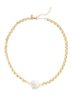 Accessories|Necklaces|Misook Handmade Wire Wrapped Crystal Nugget Matte Gold Rolo Chain Necklace Crystal/Gold