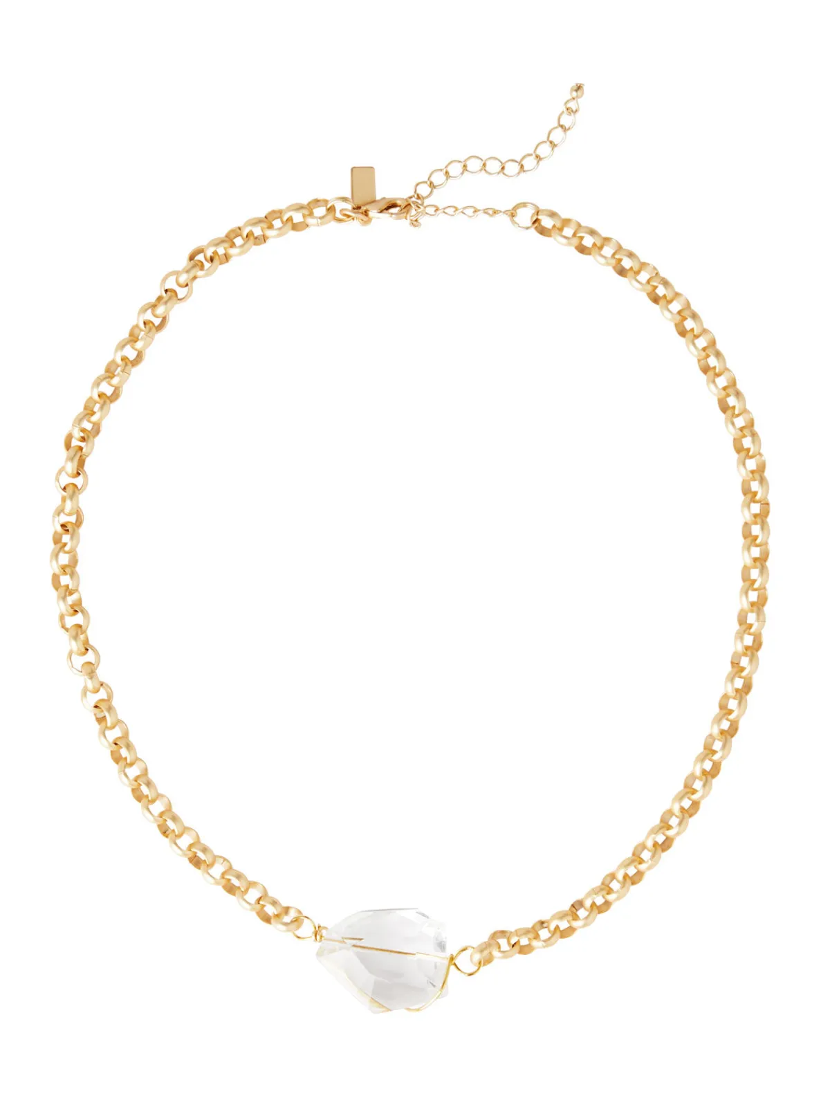 Accessories|Necklaces|Misook Handmade Wire Wrapped Crystal Nugget Matte Gold Rolo Chain Necklace Crystal/Gold