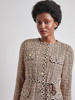 Jackets & Coats|Misook Heritage Fit Braid Trim Tweed Knit Jacket Sand/Biscotti/Black