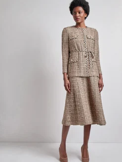 Jackets & Coats|Misook Heritage Fit Braid Trim Tweed Knit Jacket Sand/Biscotti/Black