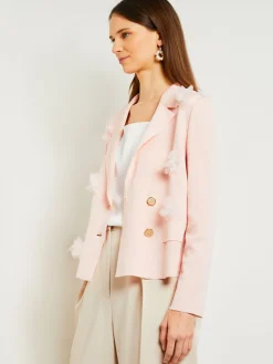 Jackets & Coats|Misook Heritage Fit Double Breasted Jacket - Floral Applique Knit PorcelainPink