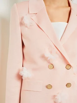 Jackets & Coats|Misook Heritage Fit Double Breasted Jacket - Floral Applique Knit PorcelainPink