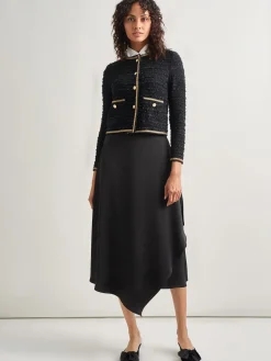 Jackets & Coats|Misook Heritage Fit Double Chain Trim Eyelash Knit Jacket Black