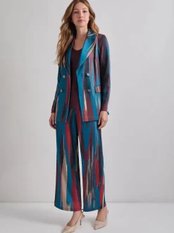 Jackets & Coats|Misook Heritage Fit Double-Breasted Brushstroke Woven Blazer TidalTeal/Macchiato/Mahogany/Rouge/NewIvory/Black