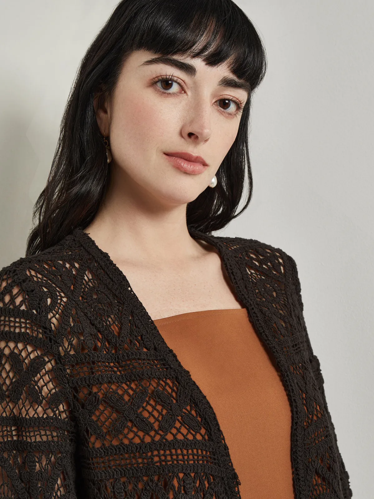 Jackets & Coats|Misook Heritage Fit Duster - Crochet Cotton Black