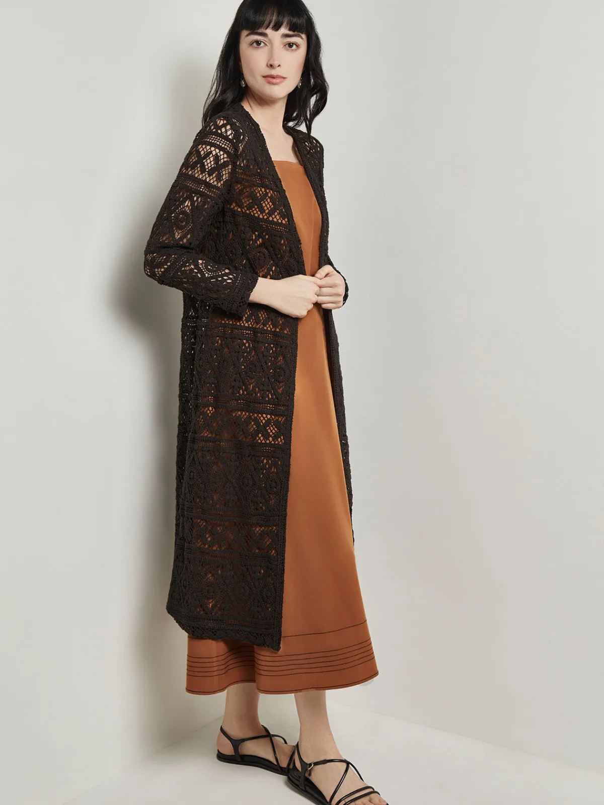 Jackets & Coats|Misook Heritage Fit Duster - Crochet Cotton Black