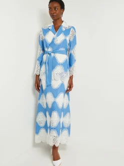 Jackets & Coats|Misook Heritage Fit Jacket - Lace Inset Novelty Woven AdriaticBlue/White
