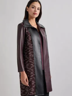 Jackets & Coats|Misook Heritage Fit Mixed Media Multi-Panel Topper Mahogany/Black/NewIvory