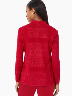 Jackets & Coats|Misook Heritage Fit Multi-Directional Pattern Knit Jacket Rouge