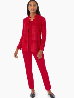 Jackets & Coats|Misook Heritage Fit Multi-Directional Pattern Knit Jacket Rouge