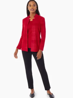 Jackets & Coats|Misook Heritage Fit Multi-Directional Pattern Knit Jacket Rouge