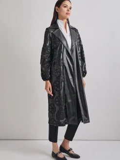 Jackets & Coats|Misook Heritage Fit Open Front Vegan Leather Jacket Black