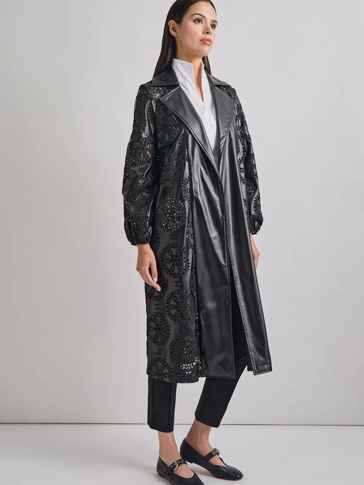 Jackets & Coats|Misook Heritage Fit Open Front Vegan Leather Jacket Black