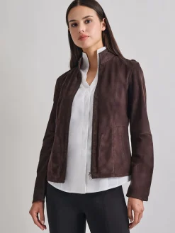 Jackets & Coats|Misook Heritage Fit Reversible Suede Leather Jacket Mahogany/Macchiato
