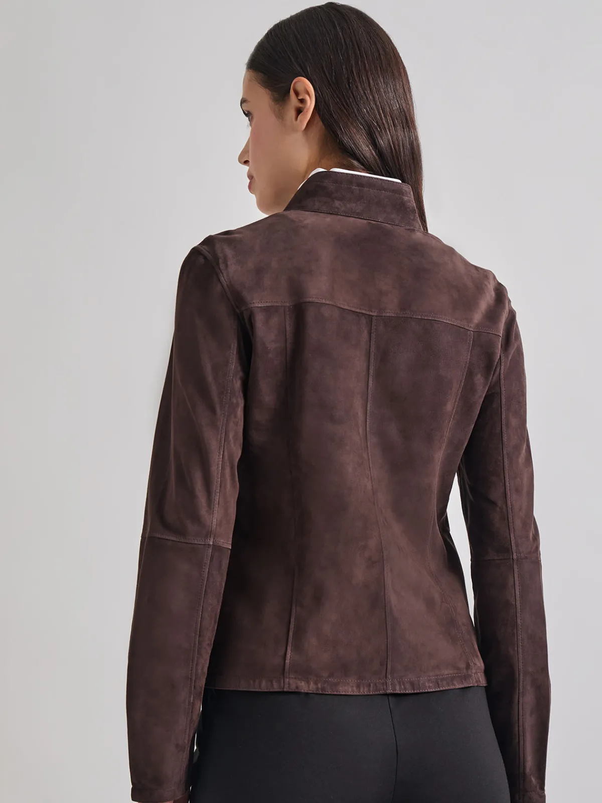 Jackets & Coats|Misook Heritage Fit Reversible Suede Leather Jacket Mahogany/Macchiato