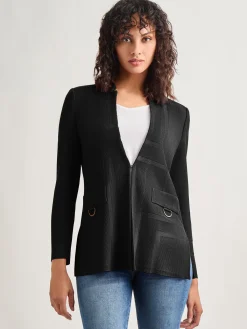 Jackets & Coats|Misook Inverted Notch Collar Tailored Knit Jacket Black